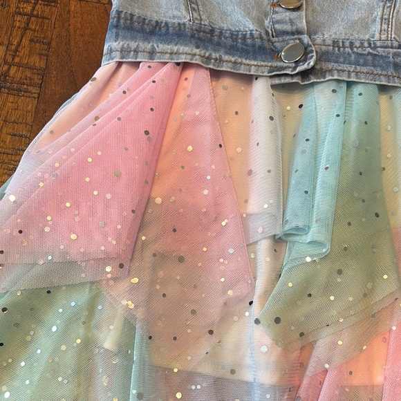 Denim and Pastel Layered Dress - Picture 5 of 15